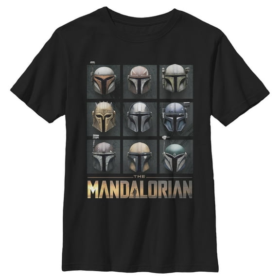 Boy's Star Wars: The Mandalorian Helmet Box Up  Graphic Tee Black Medium