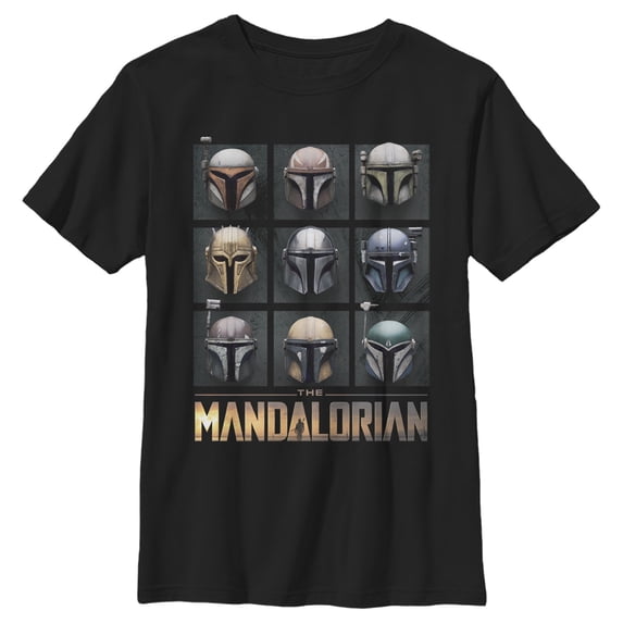 Boy's Star Wars: The Mandalorian Helmet Box Up Graphic Tee Black Small