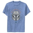 thumbnail image 1 of Boy's Star Wars: The Mandalorian Helmet Cartoon  Performance Graphic Tee Royal Blue Heather X Large, 1 of 4