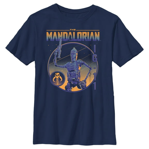 Boy's Star Wars: The Mandalorian IG-11 Portrait Graphic Tee Navy Blue X Large