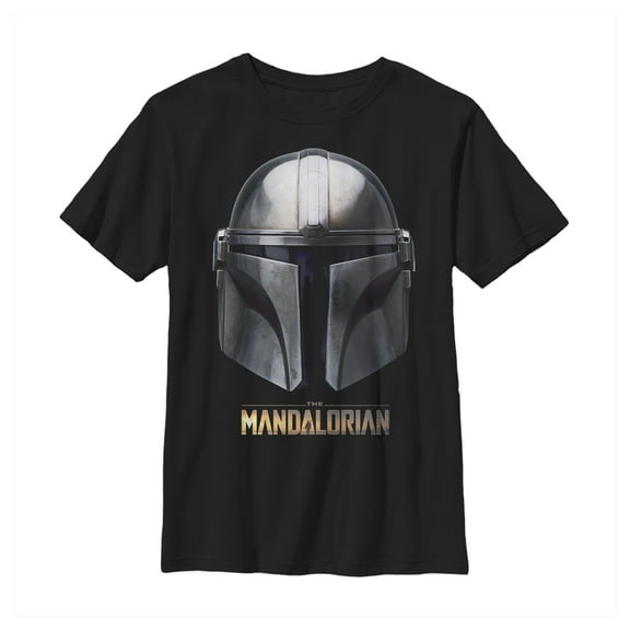 Boy's Star Wars: The Mandalorian Iconic Helmet  Graphic Tee Black Medium