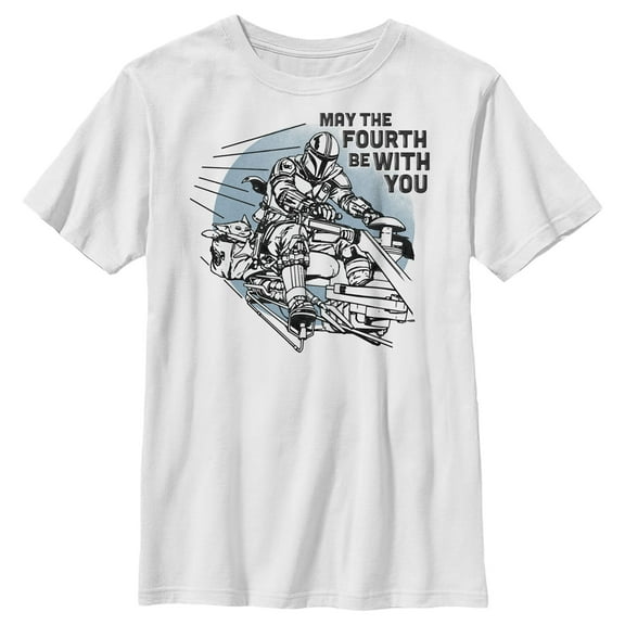 Boy's Star Wars: The Mandalorian May the Fourth Be With You  Graphic Tee White X Small