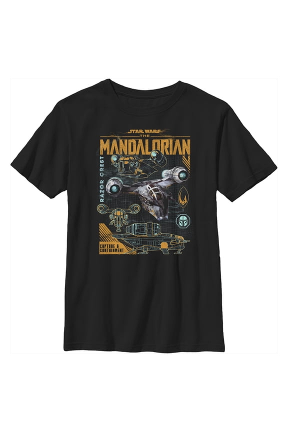 Boy's Star Wars: The Mandalorian Razor Crest Capture and Containment  Graphic Tee Black X Small