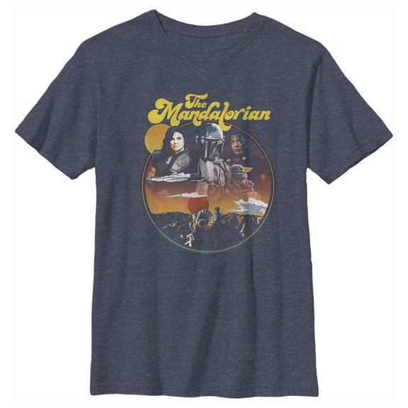 Boy's Star Wars: The Mandalorian Razor Crest Crew  Graphic Tee Navy Blue Heather X Large