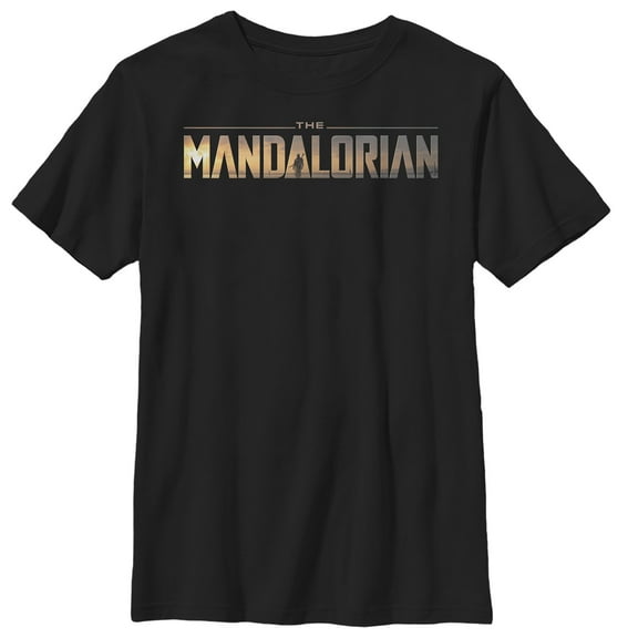 Boy's Star Wars: The Mandalorian Silhouette Logo  Graphic Tee Black X Large