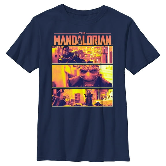Boy's Star Wars: The Mandalorian The Apostate Scenes  Graphic Tee Navy Blue X Large