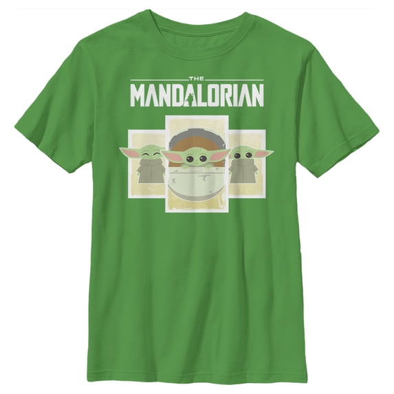 Boy's Star Wars: The Mandalorian The Child Cartoon Cards Graphic Tee Kelly Green X Small
