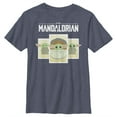 thumbnail image 1 of Boy's Star Wars: The Mandalorian The Child Cartoon Cards  Graphic Tee Navy Blue Heather Small, 1 of 3