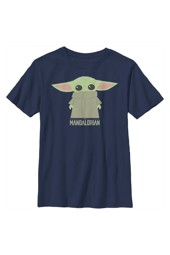 Boys' Husky Star Wars: The Mandalorian The Child Cartoon Shy Graphic Tee Navy Blue X Large