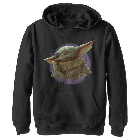 Boy's Star Wars: The Mandalorian The Child Circle Halo Pull Over Hoodie Black Medium