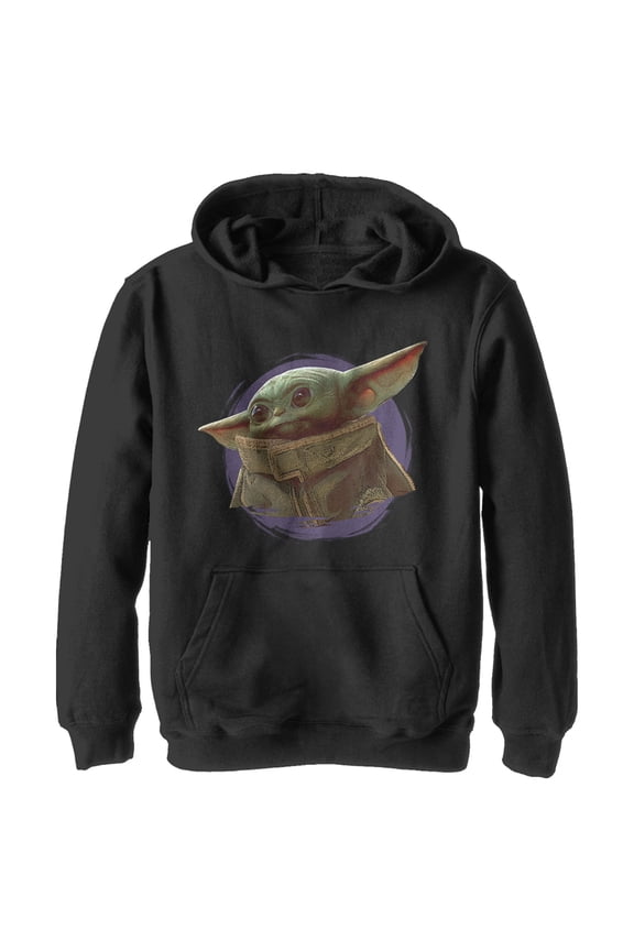 Boy's Star Wars: The Mandalorian The Child Circle Halo Pull Over Hoodie Black Small