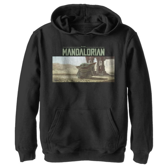Boy's Star Wars: The Mandalorian The Child Desert Walking Pull Over Hoodie Black Medium