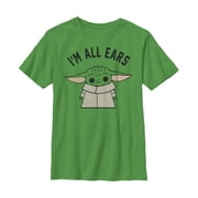 Boy's Star Wars: The Mandalorian The Child I'm All Ears Graphic Tee Kelly Green Medium