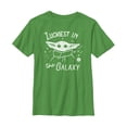 thumbnail image 1 of Boy's Star Wars: The Mandalorian The Child Luckiest in the Galaxy Graphic Tee Kelly Green X Large, 1 of 3