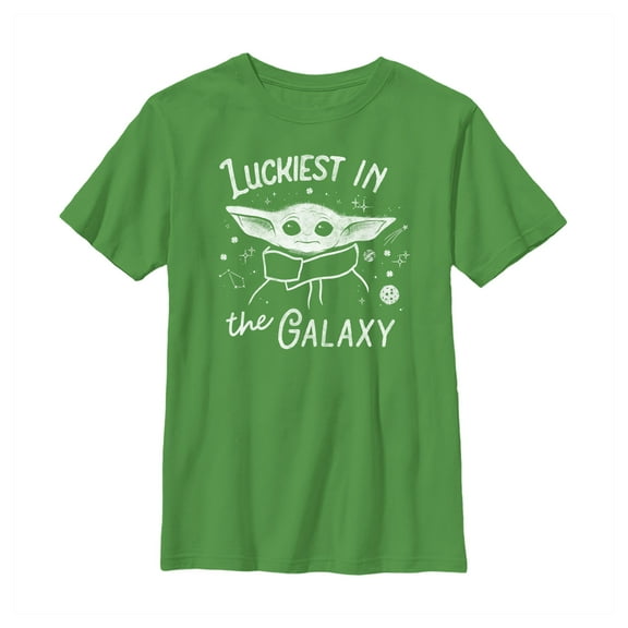 Boy's Star Wars: The Mandalorian The Child Luckiest in the Galaxy Graphic Tee Kelly Green X Large