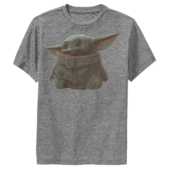Boy's Star Wars: The Mandalorian The Child Portrait Performance Graphic Tee Charcoal Heather Large