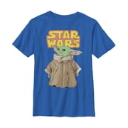 Boys Star Wars The Mandalorian The Child Retro Logo Stance Graphic Tee Royal Blue Small
