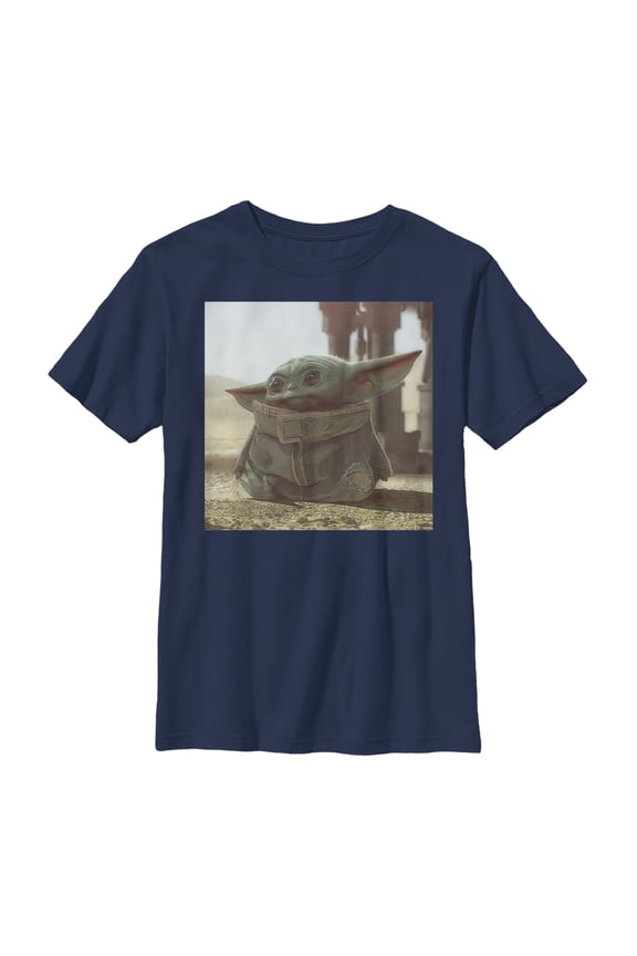 Boy's Star Wars: The Mandalorian The Child Square Frame Graphic Tee Navy Blue X Large
