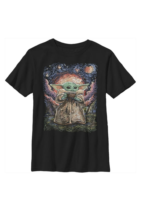 Boy's Star Wars: The Mandalorian The Child Starry Night Graphic Tee Black Small