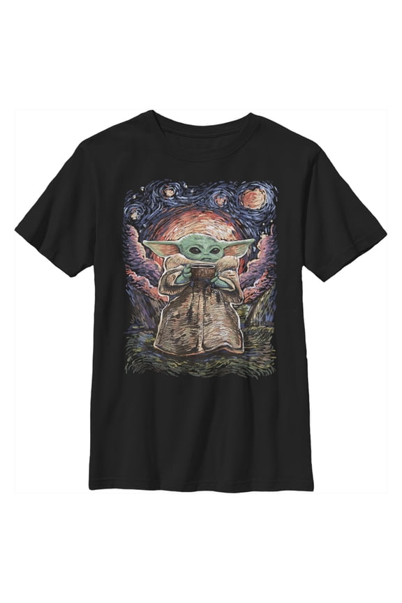Boy's Star Wars: The Mandalorian The Child Starry Night Graphic Tee Black X Large