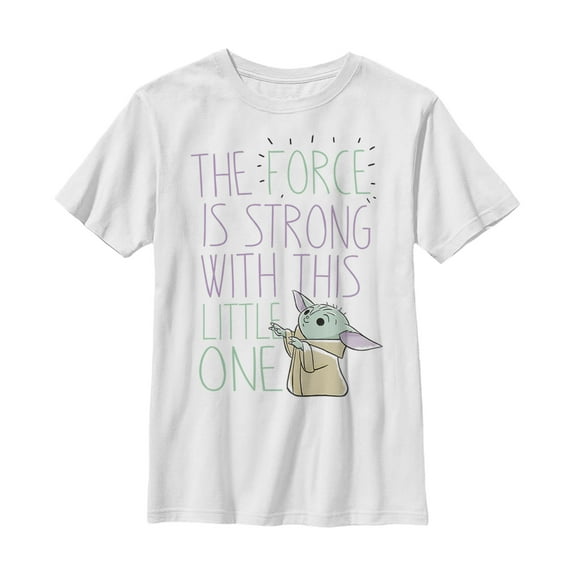 Boy's Star Wars: The Mandalorian The Child The Force is Strong  Graphic Tee White X Small