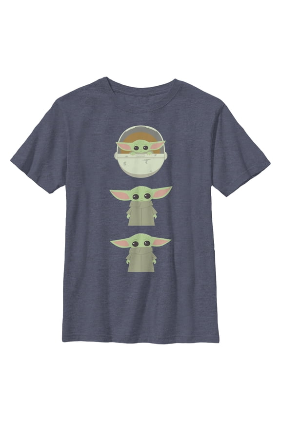 Boy's Star Wars: The Mandalorian The Child Tiny Smile For You Graphic Tee Navy Blue Heather X Large