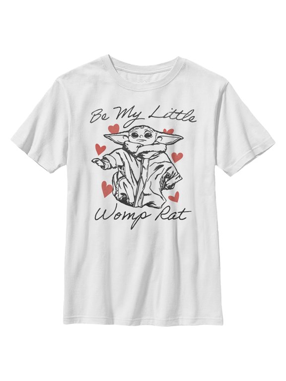 Boy's Star Wars: The Mandalorian Valentine's Day The Child Be My Womp Rat Graphic Tee White Large