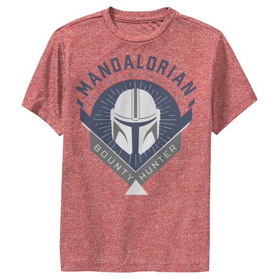 Boy's Star Wars: The Mandalorian Warrior Emblem Performance Graphic Tee Red Heather Small