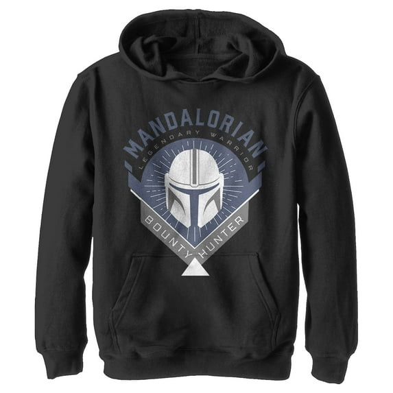 Boy's Star Wars: The Mandalorian Warrior Emblem Pull Over Hoodie Black Small