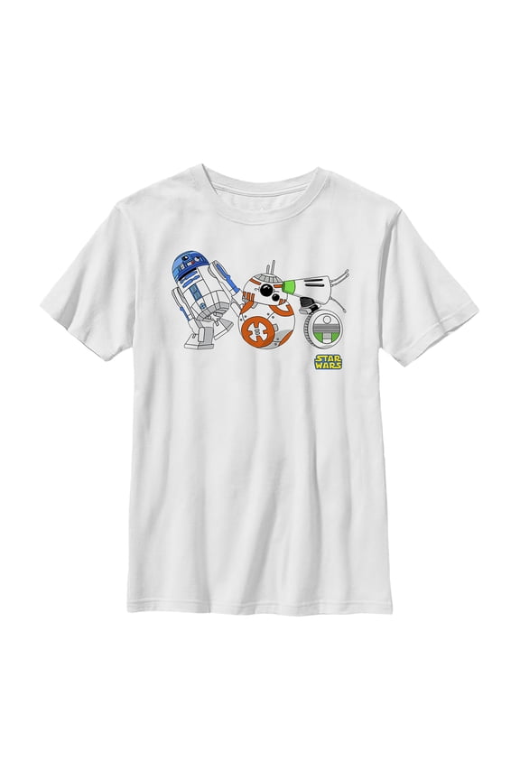 Boy's Star Wars: The Rise of Skywalker Droid Party Graphic Tee White Large