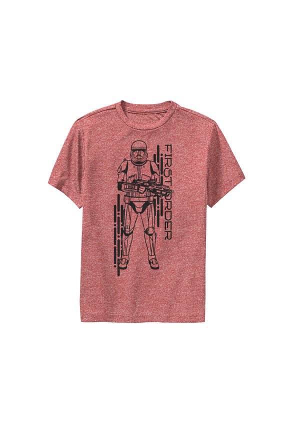 Boy's Star Wars: The Rise of Skywalker First Order Sith Trooper  Performance Graphic Tee Red Heather Large
