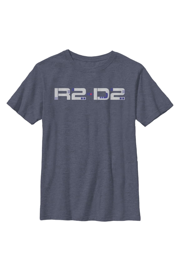 Boy's Star Wars: The Rise of Skywalker R2-D2 Text Graphic Tee Navy Blue Heather Medium