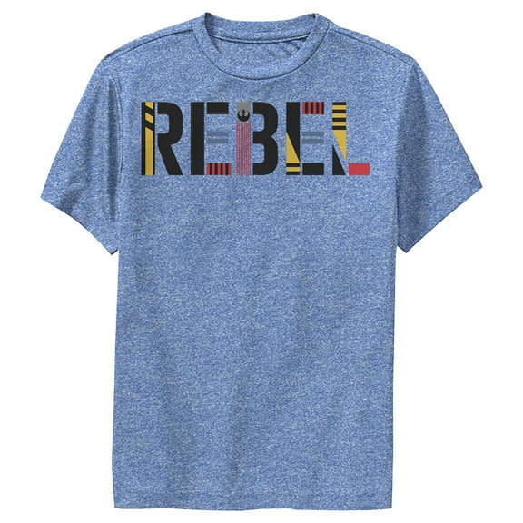 Boy's Star Wars: The Rise of Skywalker Rebel Text  Performance Graphic Tee Royal Blue Heather Medium