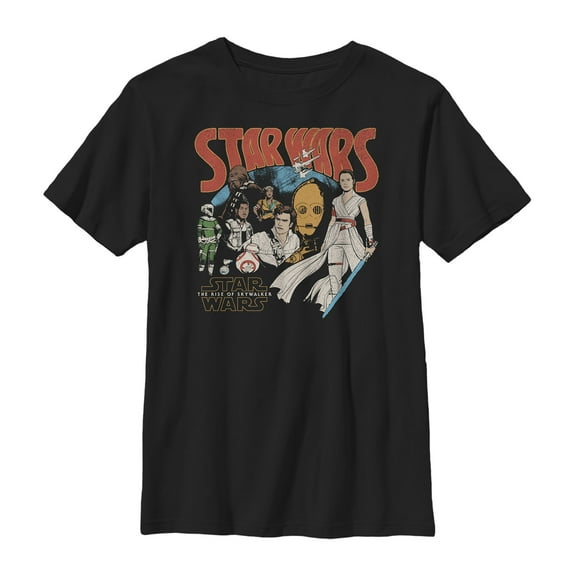 Boy's Star Wars: The Rise of Skywalker Retro Collage  Graphic Tee Black X Large