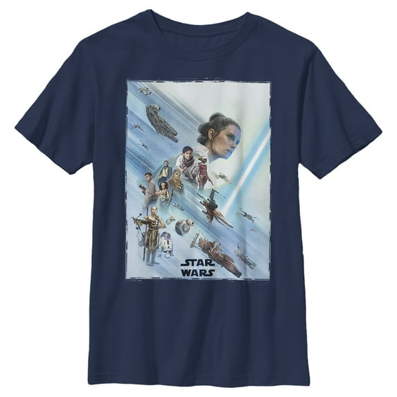 Boy's Star Wars: The Rise of Skywalker Rey Poster Graphic Tee Navy Blue Small