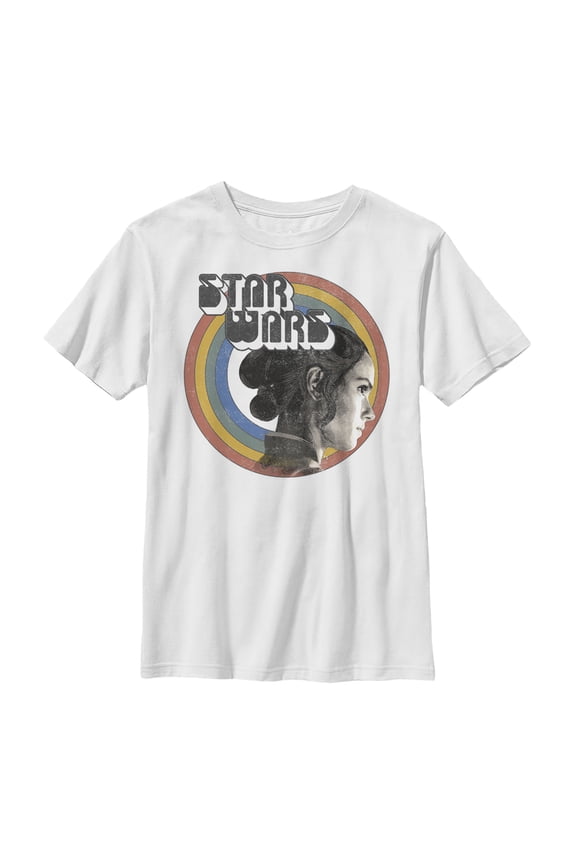 Boy's Star Wars: The Rise of Skywalker Rey Vintage Rainbow  Graphic Tee White Large