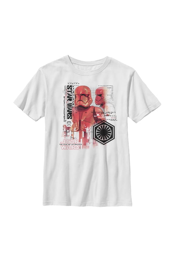 Boy's Star Wars: The Rise of Skywalker Sith Trooper Schematic Villain Graphic Tee White X Large