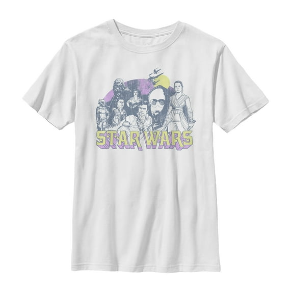 Boy's Star Wars: The Rise of Skywalker Vintage Collage Graphic Tee White Large