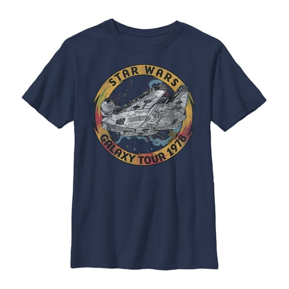 Boy's Star Wars: The Rise of Skywalker Vintage Galaxy Tour Graphic Tee Navy Blue Small