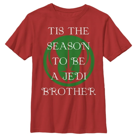 Boy's Star Wars Tis the Season Jedi Brother Graphic Tee Red X Large