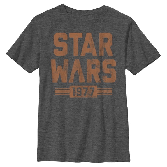 Boy's Star Wars Vader Striped Logo Graphic Tee Charcoal Heather Small