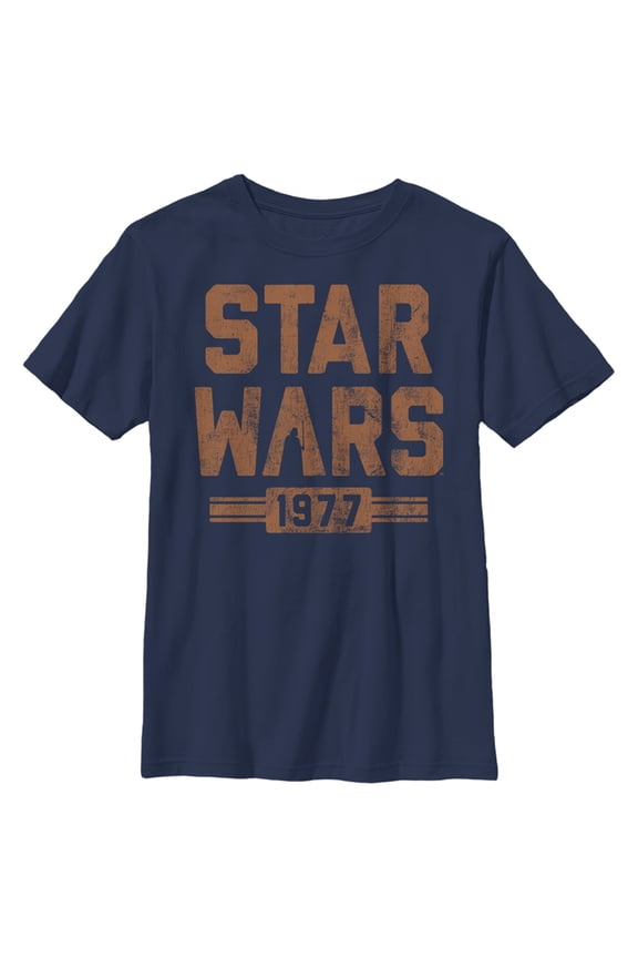 Boy's Star Wars Vader Striped Logo Graphic Tee Navy Blue X Large