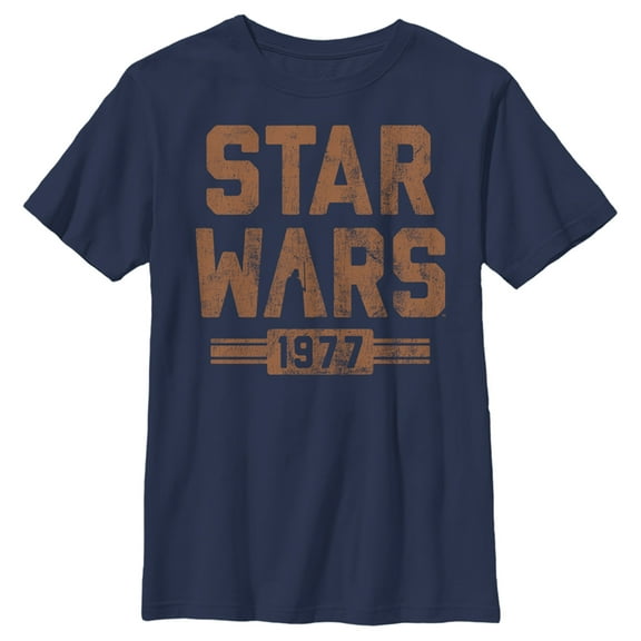 Boy's Star Wars Vader Striped Logo Graphic Tee Navy Blue X Small