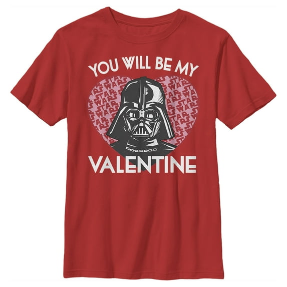 Boy's Star Wars Valentine Darth Vader Invitation Graphic Tee Red Medium