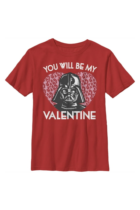Boy's Star Wars Valentine Darth Vader Invitation Graphic Tee Red Small