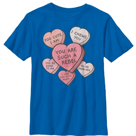 Boy's Star Wars Valentine Galactic Candy Hearts  Graphic Tee Royal Blue X Small
