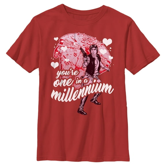 Boy's Star Wars Valentine's Day Han Solo You're One in a Millennium  Graphic Tee Red X Large