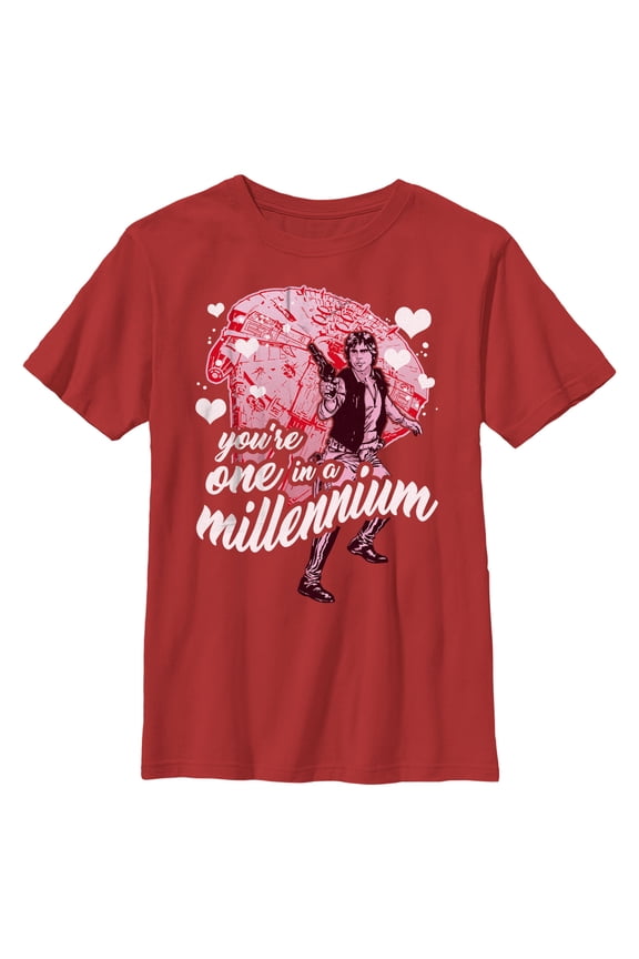 Boy's Star Wars Valentine's Day Han Solo You're One in a Millennium Graphic Tee Red X Large