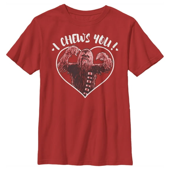 Boy's Star Wars Valentine's Day I Chews You  Graphic Tee Red Small