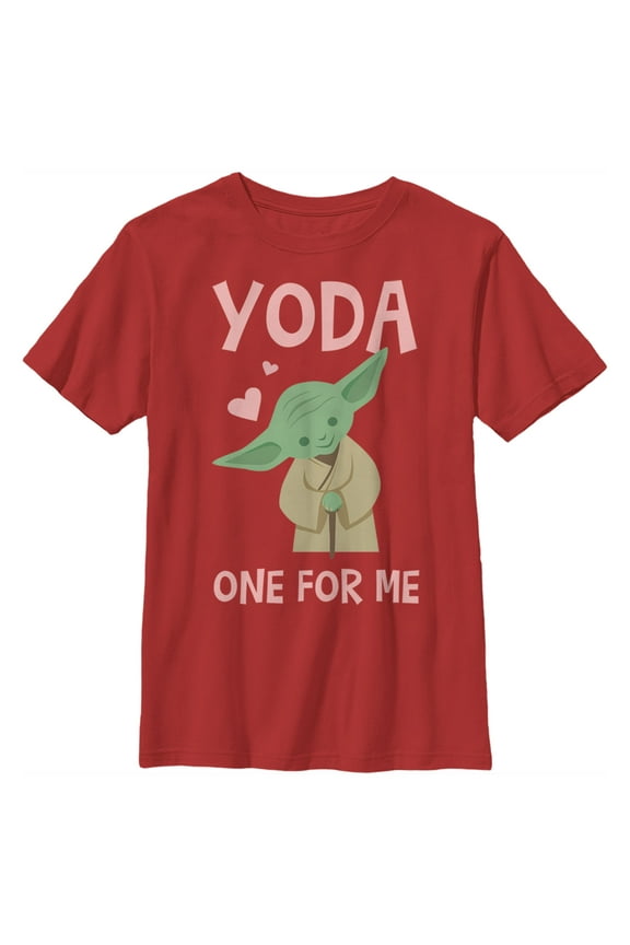 Boy's Star Wars Valentine's Day Yoda One for Me Simple  Graphic Tee Red Medium